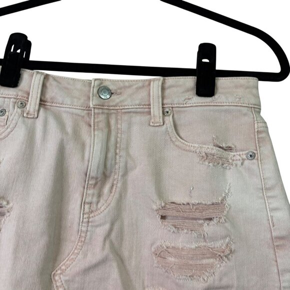 American Eagle Distressed Festival Light Pink Stretch Skirt Size 4 - Picture 4 of 10